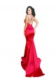 Stretch Satin Mermaid Long Sleeveless Low Back Red Prom Dresses Barrie