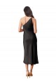 Stretch Satin Sheath Midi Length Sleeveless Black Prom Dresses Barrie