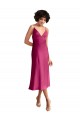 Stretch Satin A-Line Midi Length Sleeveless Low Back Formal Evening Gown / Prom Dress / Bridesmaid Dress Barrie