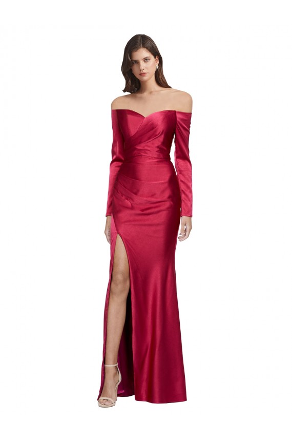 Stretch Satin Sheath Long Long Sleeves Formal Evening Gown / Prom Dress / Bridesmaid Dress Barrie