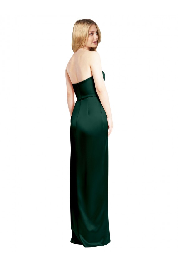 Stretch Satin A-Line Long Sleeveless Side Slit Prom Dresses Barrie