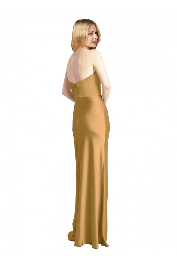 Stretch Satin A-Line Sleeveless Gold Formal Evening Gown / Prom Dress / Bridesmaid Dress Barrie