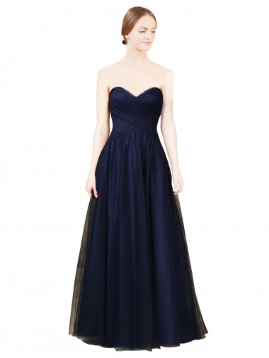 Tulle A-Line Sleeveless Dark Navy Bridesmaid Dress / Evening Dress Barrie
