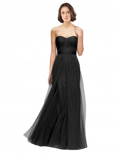 Soft Tulle A-Line Sleeveless Black Bridesmaid Gown Barrie