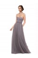Tulle A-Line Long Sleeveless Spaghetti Straps V-Back Bridesmaid Dresses Barrie