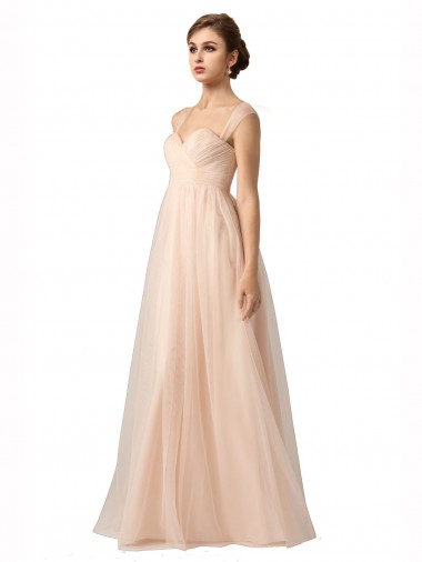 Tulle A-Line Long Sleeveless Bridesmaid Evening Gowns Barrie