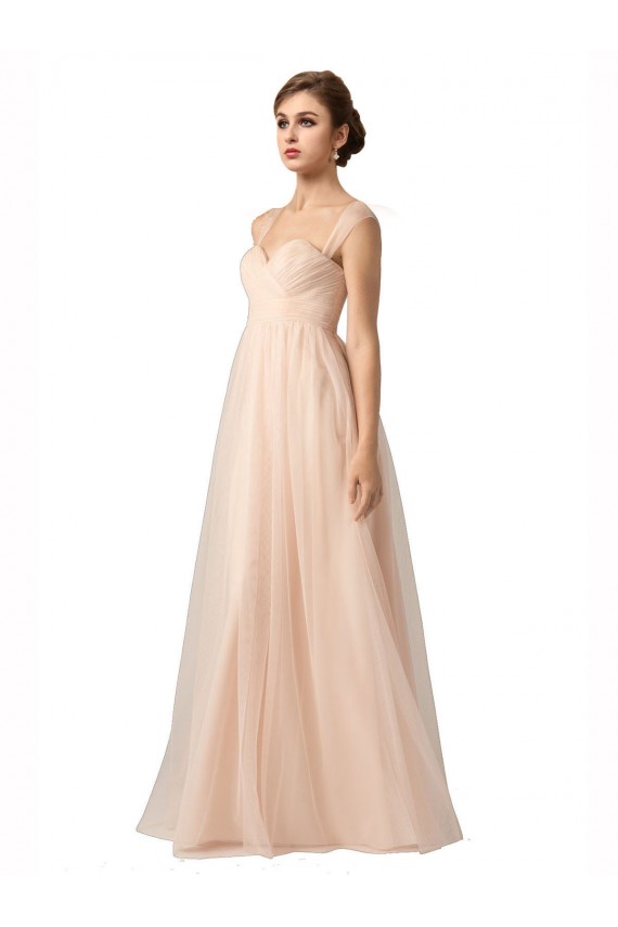 Tulle A-Line Long Sleeveless Bridesmaid Evening Gowns Barrie