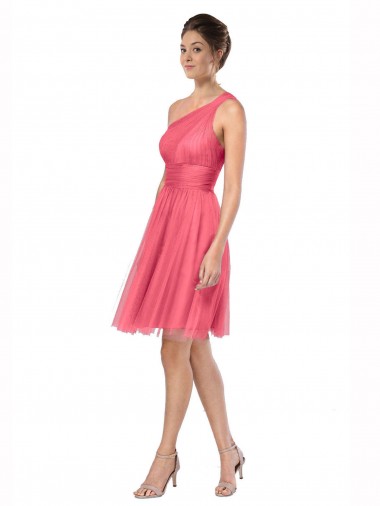 Tulle A-Line Long Sleeveless Watermelon Bridesmaid Dress Barrie