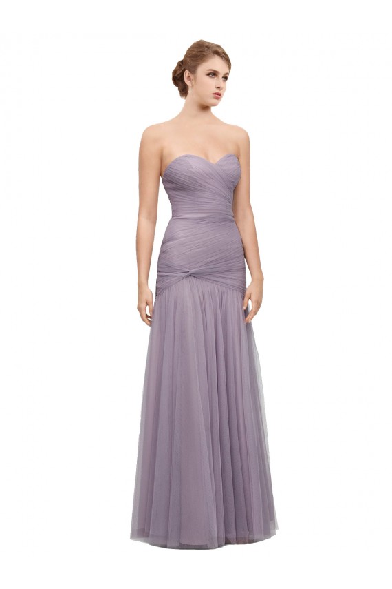 Tulle Mermaid Long Sleeveless Heather Bridesmaid Dresses Barrie