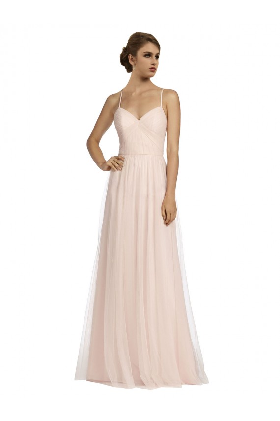 Tulle A-Line Long Sleeveless Pink Bridesmaid Dress Barrie