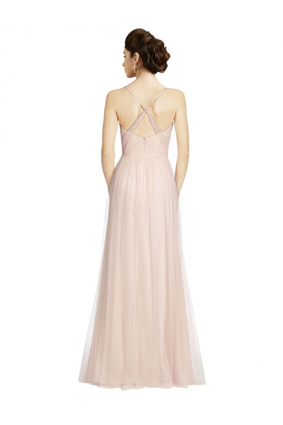 Tulle A-Line Long Sleeveless Pink Bridesmaid Dress Barrie