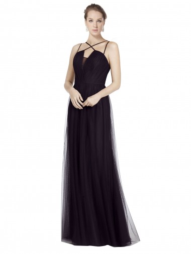 Soft Tulle A-Line Long Sleeveless Bridesmaid Gown Barrie