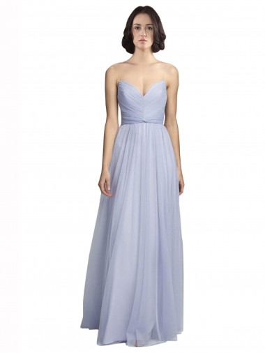 Tulle A-Line Long Sleeveless Lilac Bridesmaid Dress Barrie