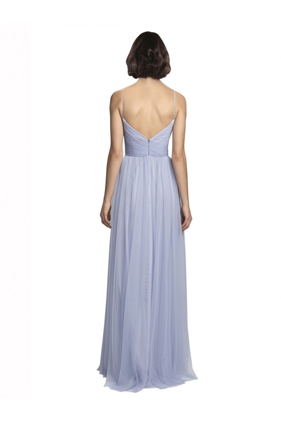 Tulle A-Line Long Sleeveless Lilac Bridesmaid Dress Barrie