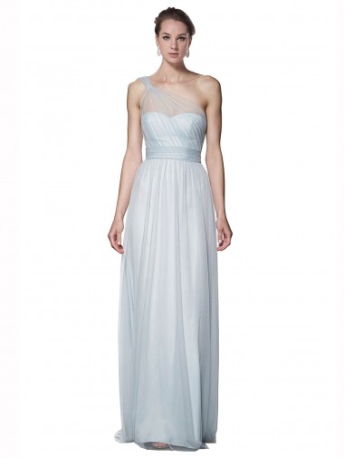 Tulle A-Line Long Sleeveless Mist Bridesmaid Dress Barrie