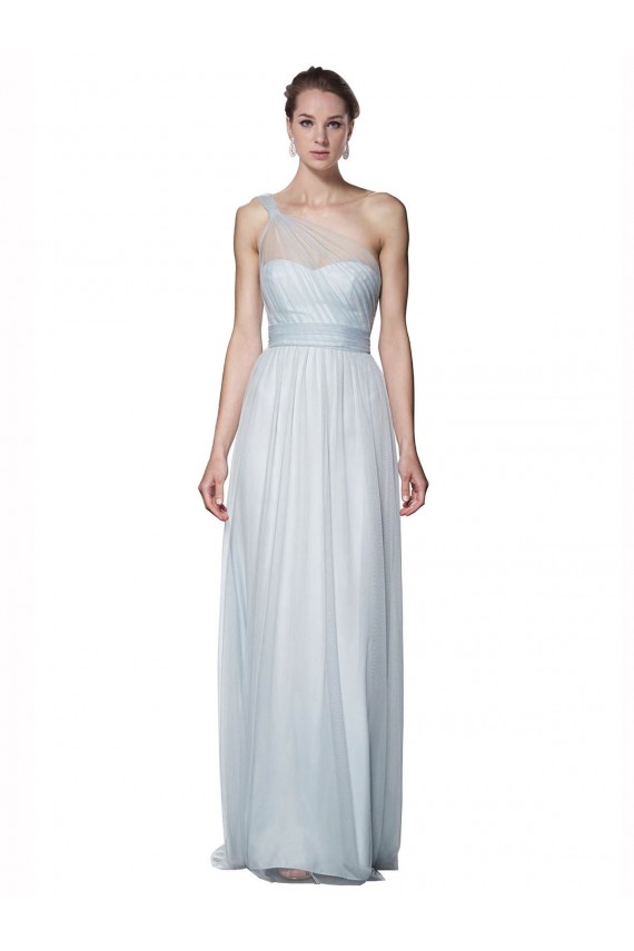 Tulle A-Line Long Sleeveless Mist Bridesmaid Dress Barrie