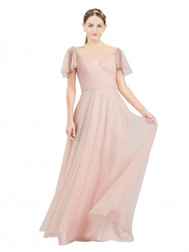 Tulle A-Line Long Flutter Sleeves Formal Dress / Bridesmaid Dress Barrie