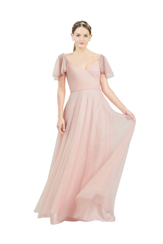 Tulle A-Line Long Flutter Sleeves Formal Dress / Bridesmaid Dress Barrie