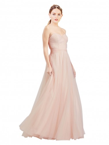 Tulle A-Line Long Sleeveless Open Back Semi Formal Dress / Bridesmaid Dress Barrie