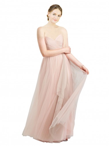 Tulle A-Line Long Sleeveless Pink Bridesmaid Dress / Evening Dress Barrie