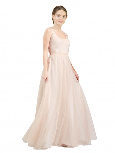Tulle A-Line Long Sleeveless Open Back Semi Formal Evening Dress / Bridesmaid Dress Barrie