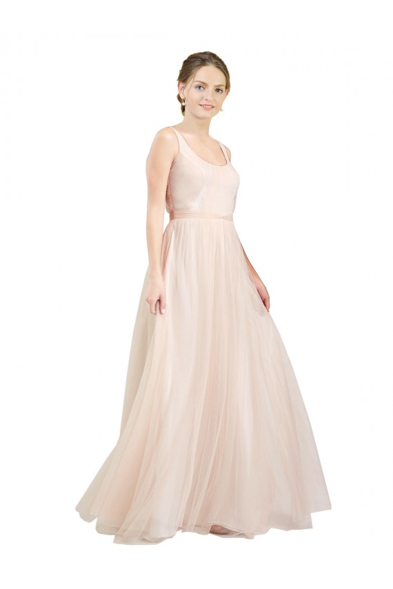 Tulle A-Line Long Sleeveless Open Back Semi Formal Evening Dress / Bridesmaid Dress Barrie
