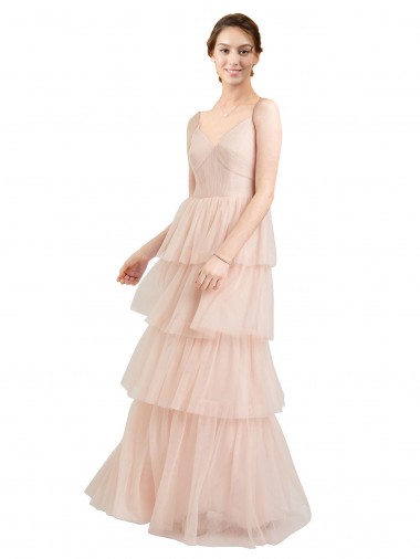 Tulle A-Line Long Sleeveless Semi Formal Evening Dress / Bridesmaid Dress Barrie