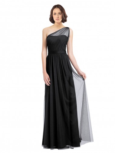 Tulle A-Line Sleeveless Black Bridesmaid Dress Barrie