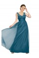 Tulle A-Line Long Sleeveless Teal Green V-Back Bridesmaid Dress Barrie