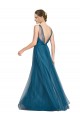 Tulle A-Line Long Sleeveless Teal Green V-Back Bridesmaid Dress Barrie