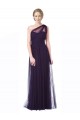 Tulle A-Line Long Sleeveless Plum Bridesmaid Dress Barrie