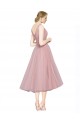 Tulle A-Line Tea Length Sleeveless V-Back Bridesmaid Dress Barrie