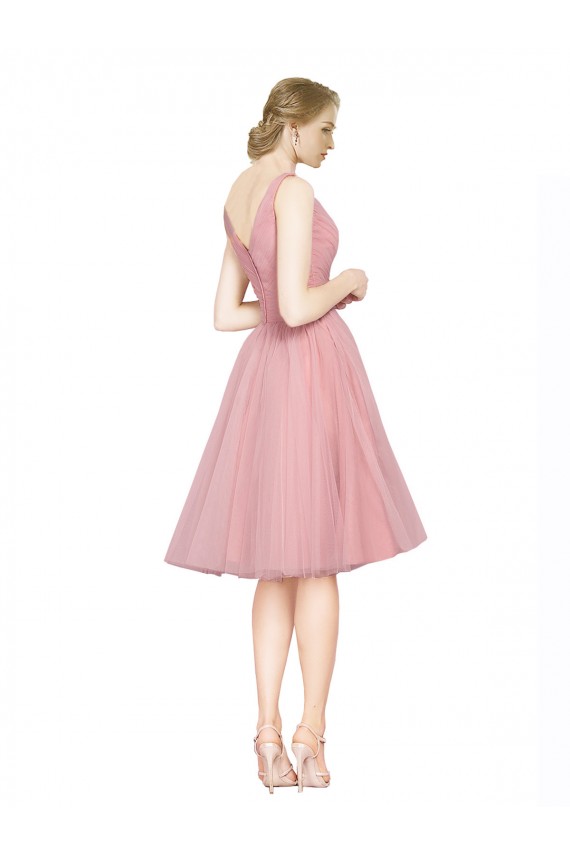 Tulle A-Line Knee Length Sleeveless Bridesmaid Gown Barrie