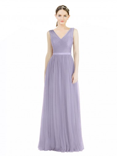 Tulle A-Line Sleeveless Lilac Bridesmaid Dress Barrie