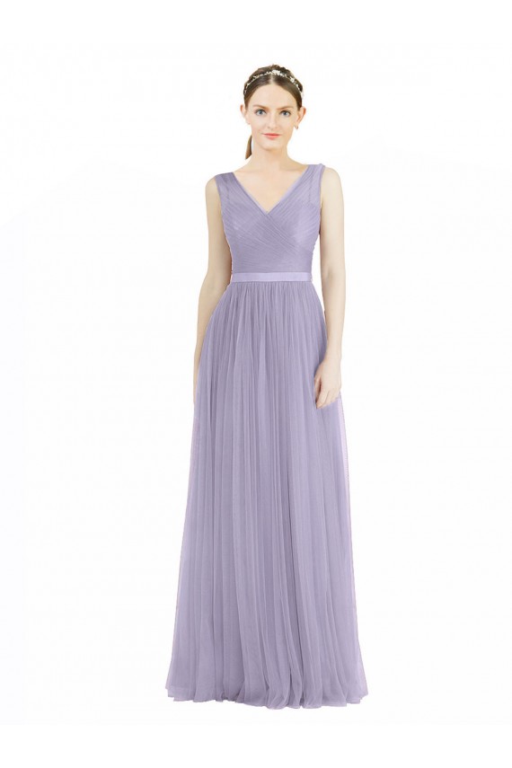 Tulle A-Line Sleeveless Lilac Bridesmaid Dress Barrie