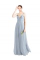 Tulle A-Line Long Sleeveless Open Back Light Sky Blue Bridesmaid Dresses Barrie