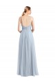Tulle A-Line Long Sleeveless Open Back Light Sky Blue Bridesmaid Dresses Barrie
