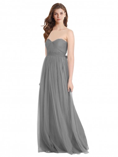 Tulle A-Line Long Sleeveless Bridesmaid Gown Barrie