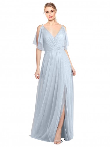 Tulle A-Line Long Flutter Sleeves V-Back Bridesmaid Dress / Evening Dress Barrie