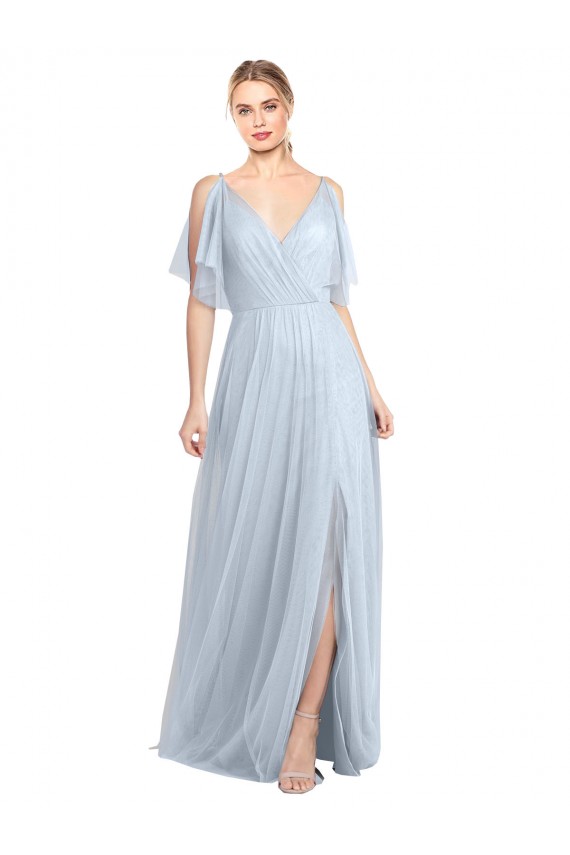 Tulle A-Line Long Flutter Sleeves V-Back Bridesmaid Dress / Evening Dress Barrie