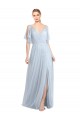 Tulle A-Line Long Flutter Sleeves V-Back Bridesmaid Dress / Evening Dress Barrie