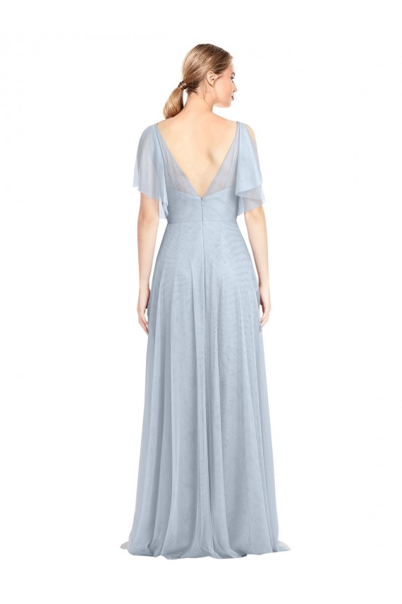 Tulle A-Line Long Flutter Sleeves V-Back Bridesmaid Dress / Evening Dress Barrie