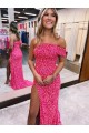 Velvet Sequin Sheath Sweep Train Sleeveless One Shoulder Prom Dress / Evening Dress Barrie