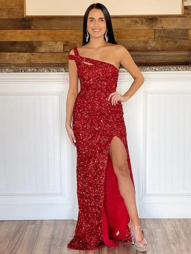Velvet Sequin Sheath Sweep Train Sleeveless Long Prom Dress Barrie