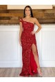 Velvet Sequin Sheath Sweep Train Sleeveless Long Prom Dress Barrie
