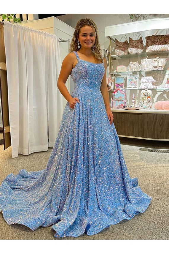 Velvet Sequin Court Train Sleeveless Prom Dress / Evening Dress Barrie