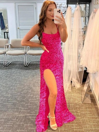 Velvet Sequin Sheath Sweep Train Sleeveless Spaghetti Straps Evening Dresses Barrie