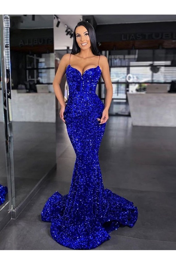 Velvet Sequin Mermaid Sleeveless Prom Dress / Evening Dress Barrie