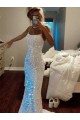 Velvet Sequin Sheath Sweep Train Sleeveless Spaghetti Straps Evening Dress Barrie