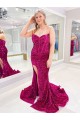 Velvet Sequin Sheath Sweep Train Sleeveless Sweetheart Prom Dress / Evening Dress Barrie